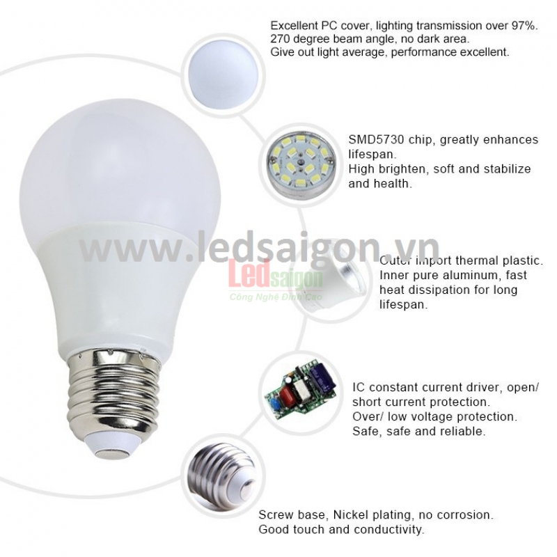 Bóng Bulb Kín Nước 7W
