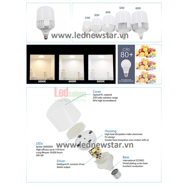 Búp Trụ Nhôm Newstar 50W